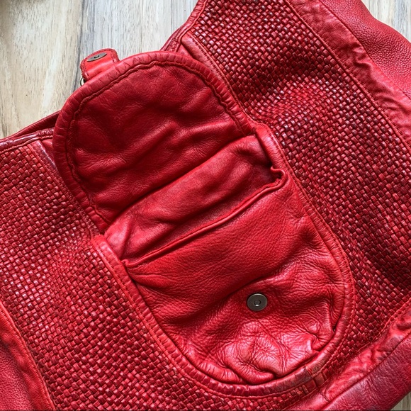 Anthropologie TANO Bright Red Leather Boho Slouch Purse - Large Size Bag - Picture 3 of 11